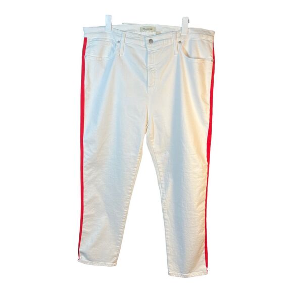 MADEWELL Women Stovepipe Jean Tile White Tuxedo Stovepipe Slim Straight W 35 NWT - Picture 2 of 16